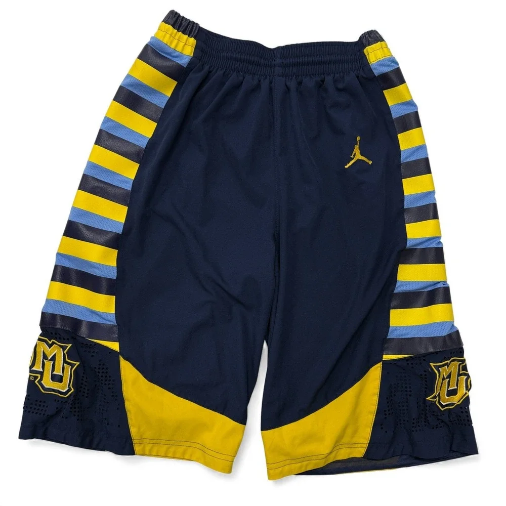 Jordan Marquette Basketball Shorts Mens‎ Small Navy Yellow Nike NCAA College